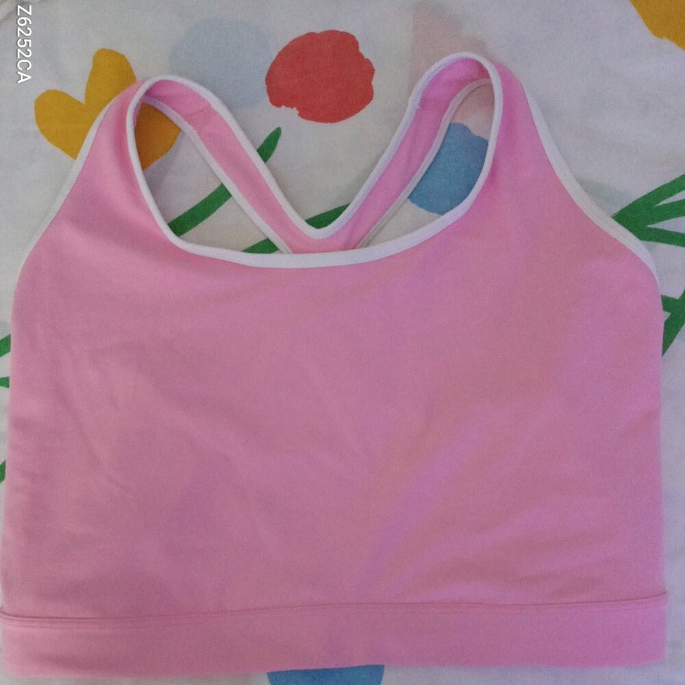 OLD NAVY SPORTS BRA - PINK WITH WHITE TRIM  SIZE 4X  BRAND NEW
